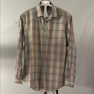 Lands' End Green and Orange Casual Button Down Shirt